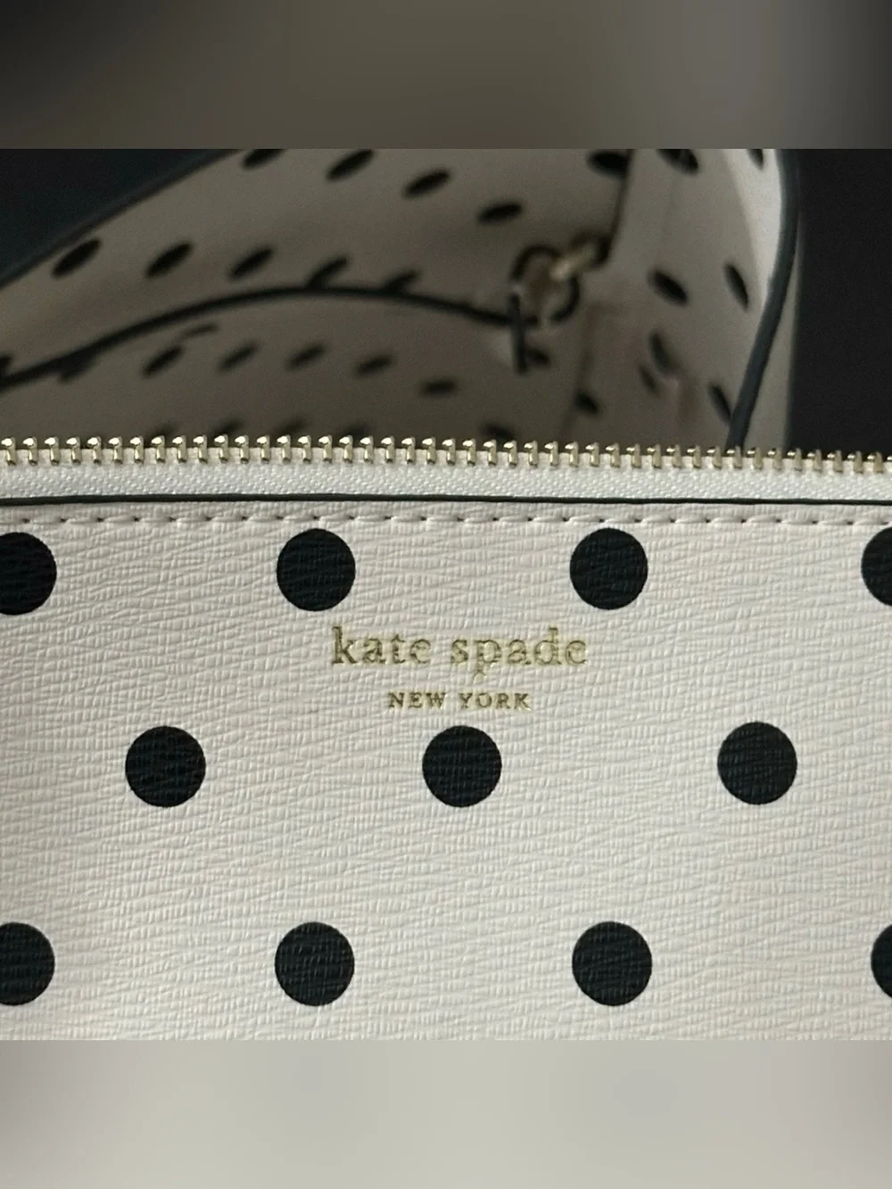 Kate Spade Molly Cabana Dot Pop Large Leather Tote White w/ Pouch